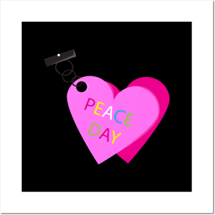 Peace Day heart-shaped key chain Posters and Art